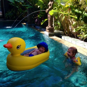 The kiddos enjoying our private plunge pool!